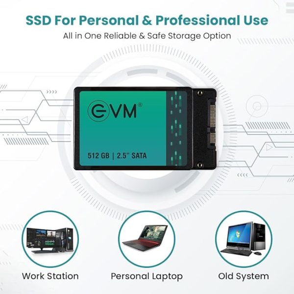 EVM 512GB 2.5 Inch SATA Internal SSD - Read: 550MB/s & Write: 500MB/s - SATA Solid-State Drive - 5Years Warranty (EVM25/512GB) - Image 2