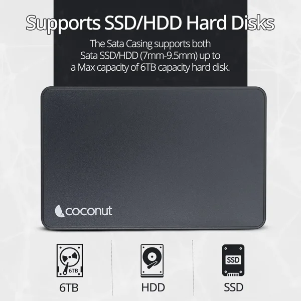 Premium Coconut 2.5” External Hard Drive Enclosure | Durable Metal Case | 6TB Max-0013 - Image 4