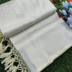 Elite Bridal Silver Zari Pick & Pick Fancy Silk Saree with Designer Tassels-0010