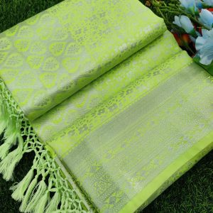 Elite Bridal Silver Zari Pick & Pick Fancy Silk Saree with Designer Tassels-0026