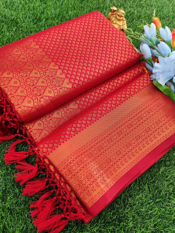 Elite Bridal Silver Zari Pick & Pick Fancy Silk Saree with Designer Tassels-0049