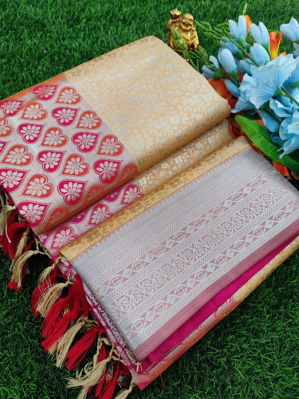 Elite Bridal Silver Zari Pick & Pick Fancy Silk Saree with Designer Tassels-0045