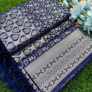 Elite Bridal Silver Zari Pick & Pick Fancy Silk Saree with Designer Tassels-0044