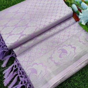 Elite Bridal Silver Zari Pick & Pick Fancy Silk Saree with Designer Tassels-0038