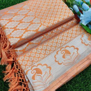 Elite Bridal Silver Zari Pick & Pick Fancy Silk Saree with Designer Tassels-0037