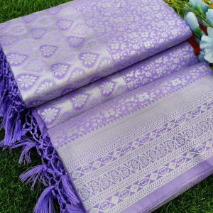 Elite Bridal Silver Zari Pick & Pick Fancy Silk Saree with Designer Tassels-0033