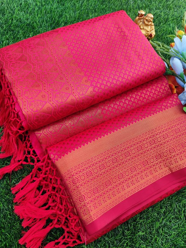 Elite Bridal Silver Zari Pick & Pick Fancy Silk Saree with Designer Tassels-0028