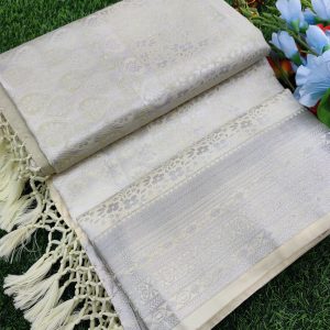 Elite Bridal Silver Zari Pick & Pick Fancy Silk Saree with Designer Tassels-0027