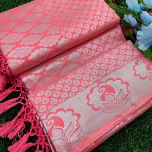 Elite Bridal Silver Zari Pick & Pick Fancy Silk Saree with Designer Tassels-0024