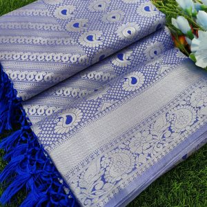 Elite Bridal Silver Zari Pick & Pick Fancy Silk Saree with Designer Tassels-0023