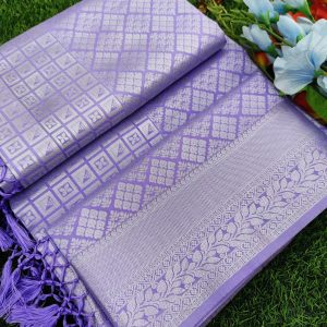 Elite Bridal Silver Zari Pick & Pick Fancy Silk Saree with Designer Tassels-0022