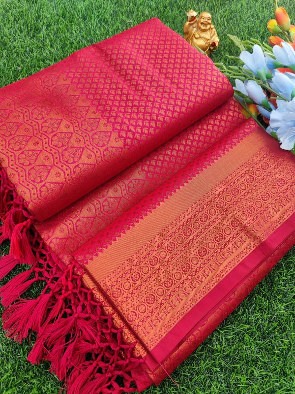 Elite Bridal Silver Zari Pick & Pick Fancy Silk Saree with Designer Tassels-0019