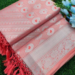 Elite Bridal Silver Zari Pick & Pick Fancy Silk Saree with Designer Tassels-0017