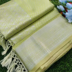Elite Bridal Silver Zari Pick & Pick Fancy Silk Saree with Designer Tassels-0016