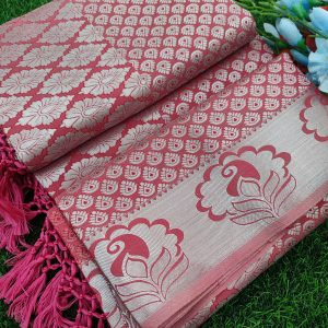 Elite Bridal Silver Zari Pick & Pick Fancy Silk Saree with Designer Tassels-0014