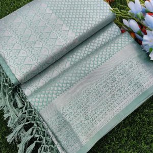 Elite Bridal Silver Zari Pick & Pick Fancy Silk Saree with Designer Tassels-0012