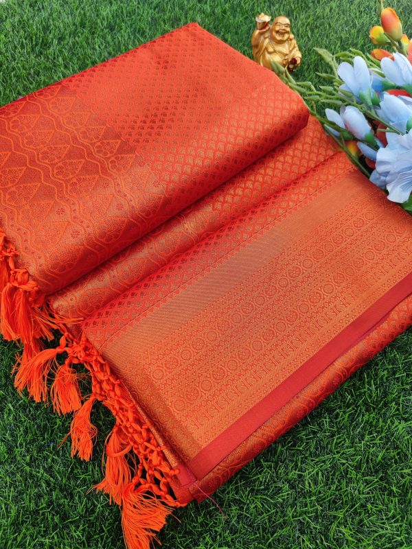 Elite Bridal Silver Zari Pick & Pick Fancy Silk Saree with Designer Tassels-0011