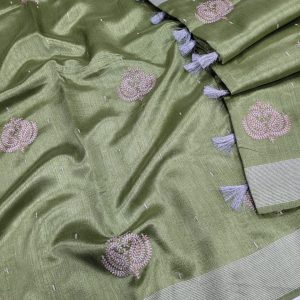 Elegant Lightweight Designer Silk Saree | Dualtone Embroidery & Self Blouse-0018