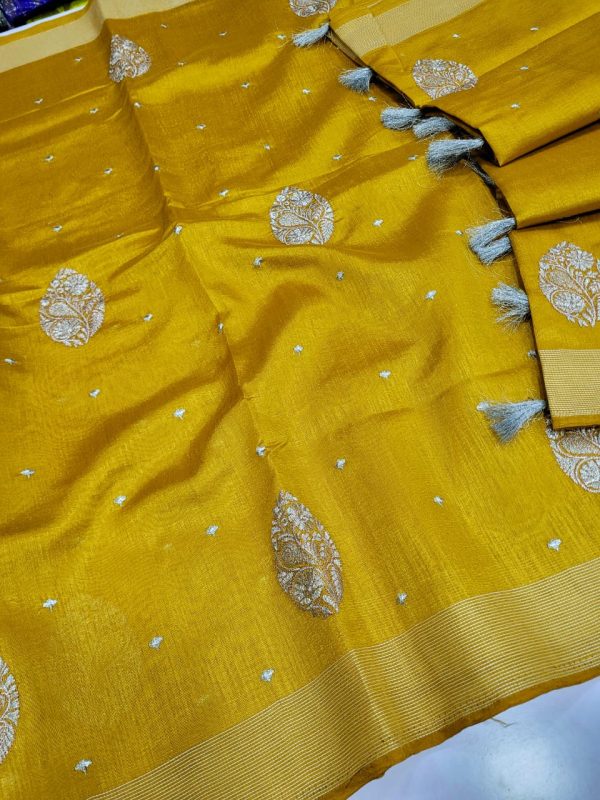 Elegant Lightweight Designer Silk Saree | Dualtone Embroidery & Self Blouse-0011