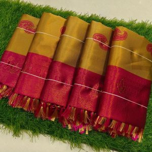 Sneha Mam Inspired Semi Kanchivaram Silk Saree | Banarasi Tissue Party Wear-0012