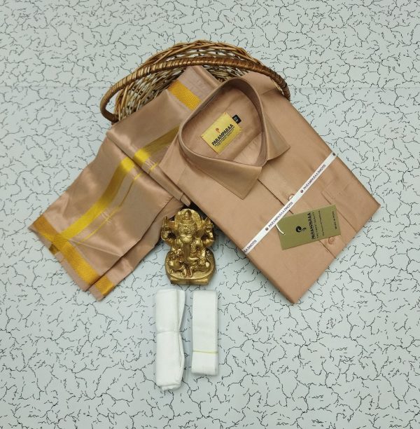 Royal Silk-Mixed Dothi & Shirt Set for Men | Shining Finish | Festive ethnic wear-0010 - Image 2