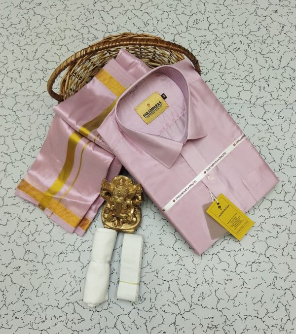 Royal Silk-Mixed Dothi & Shirt Set for Men | Shining Finish | Festive ethnic wear-0010 - Image 12
