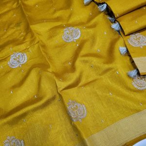 Elegant Lightweight Designer Silk Saree | Dualtone Embroidery & Self Blouse-0020