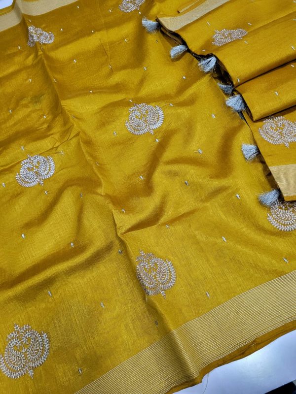 Elegant Lightweight Designer Silk Saree | Dualtone Embroidery & Self Blouse-0020