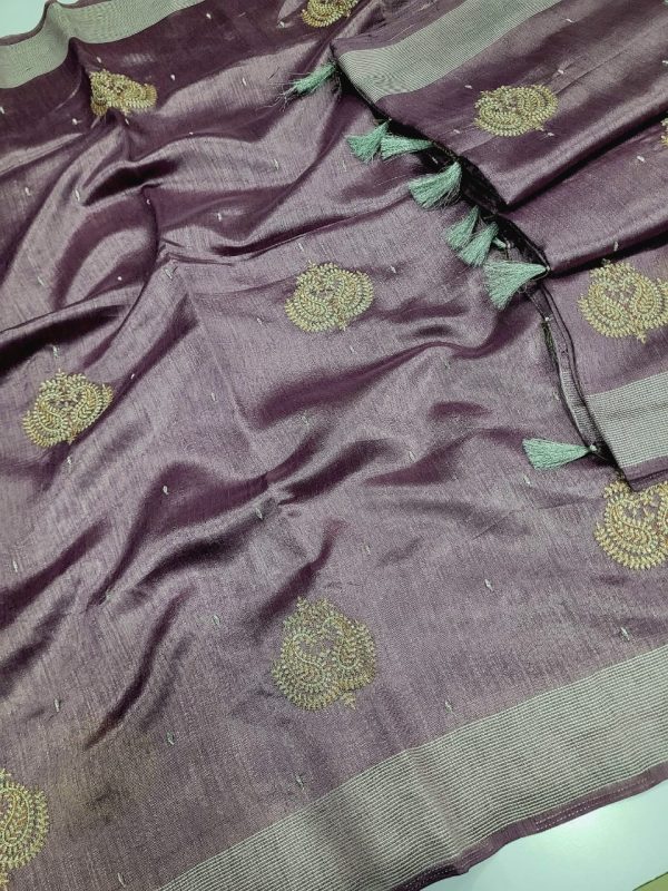 Elegant Lightweight Designer Silk Saree | Dualtone Embroidery & Self Blouse-0024