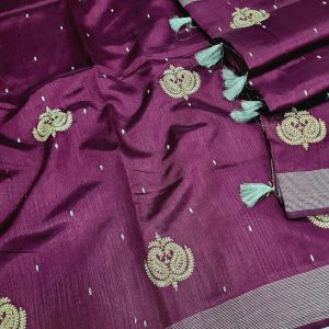 Elegant Lightweight Designer Silk Saree | Dualtone Embroidery & Self Blouse-0023