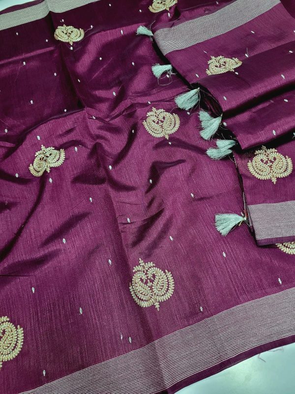 Elegant Lightweight Designer Silk Saree | Dualtone Embroidery & Self Blouse-0023