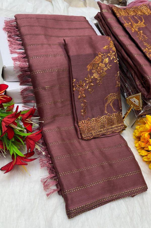 Premium Georgette Fancy Saree | Soft & Smooth Designer Saree with Embroidered Blouse-0010