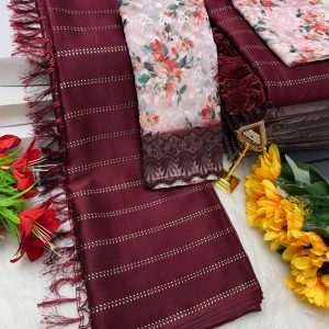 Premium Georgette Fancy Saree | Soft & Smooth Designer Saree with Embroidered Blouse-0011