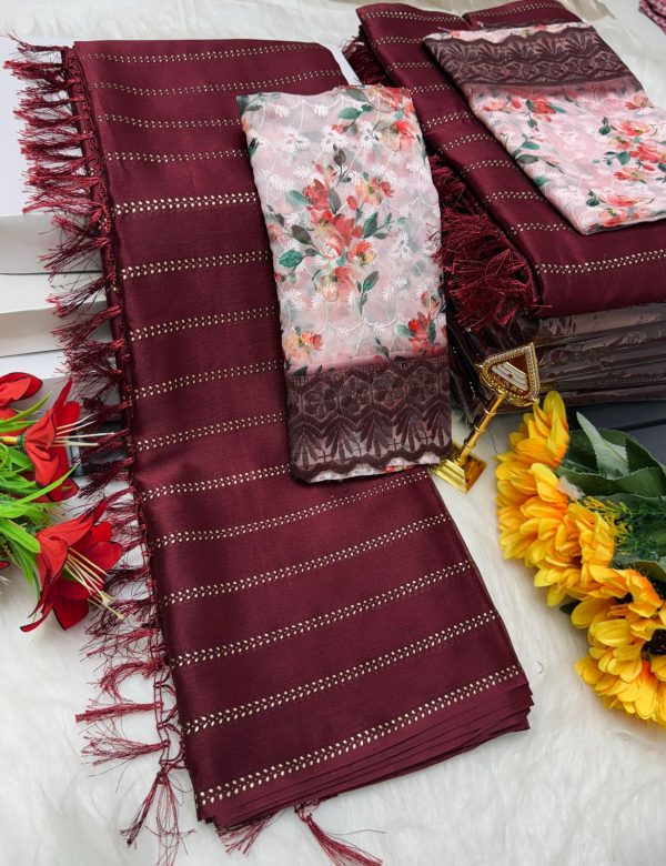 Premium Georgette Fancy Saree | Soft & Smooth Designer Saree with Embroidered Blouse-0011