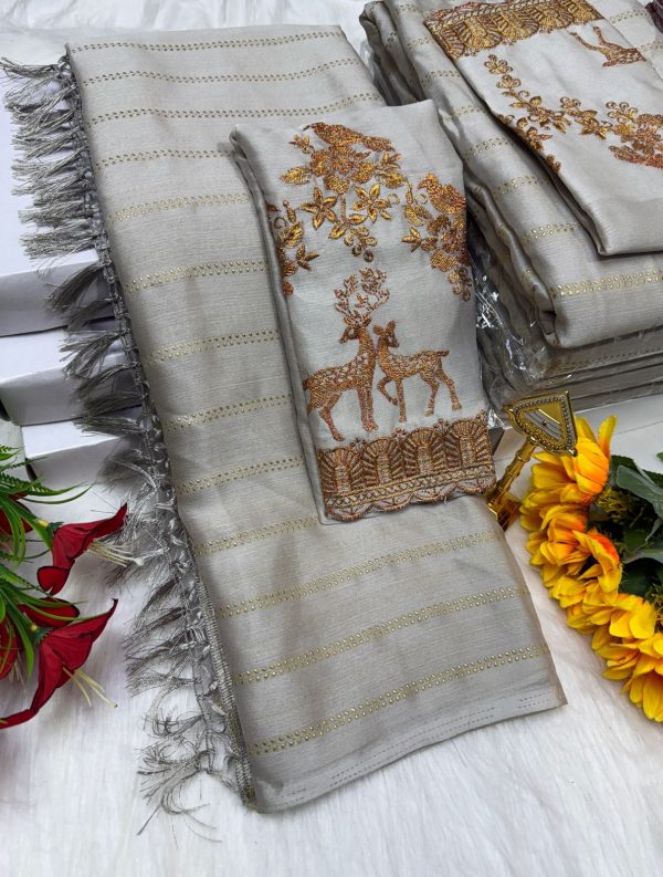 Premium Georgette Fancy Saree | Soft & Smooth Designer Saree with Embroidered Blouse-0012