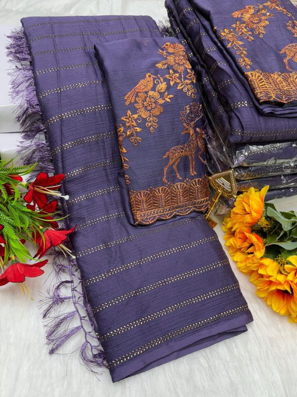 Premium Georgette Fancy Saree | Soft & Smooth Designer Saree with Embroidered Blouse-0013