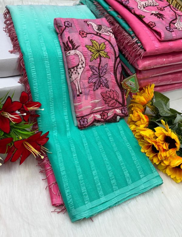 Premium Georgette Fancy Saree | Soft & Smooth Designer Saree with Embroidered Blouse-0014