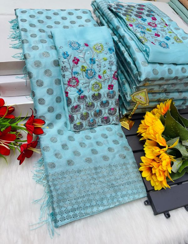 Premium Georgette Fancy Saree | Soft & Smooth Designer Saree with Embroidered Blouse-0018