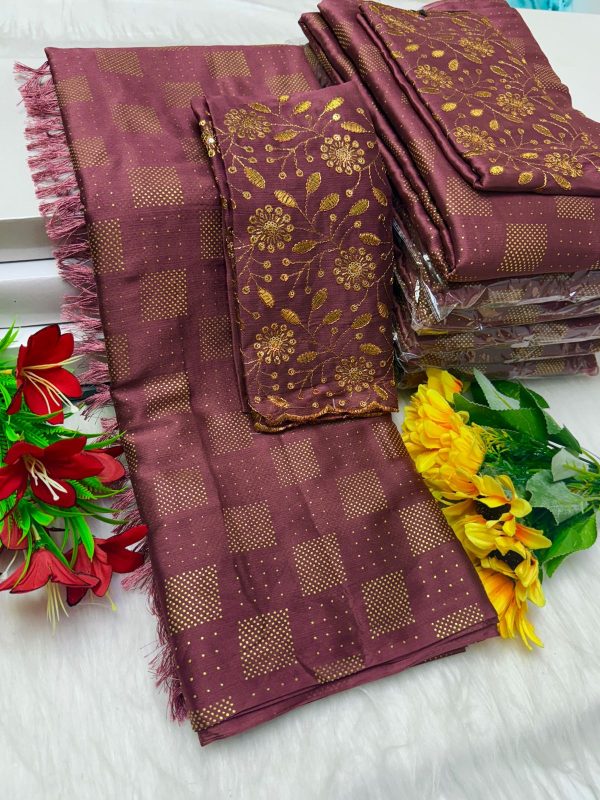 Premium Georgette Fancy Saree | Soft & Smooth Designer Saree with Embroidered Blouse-0019