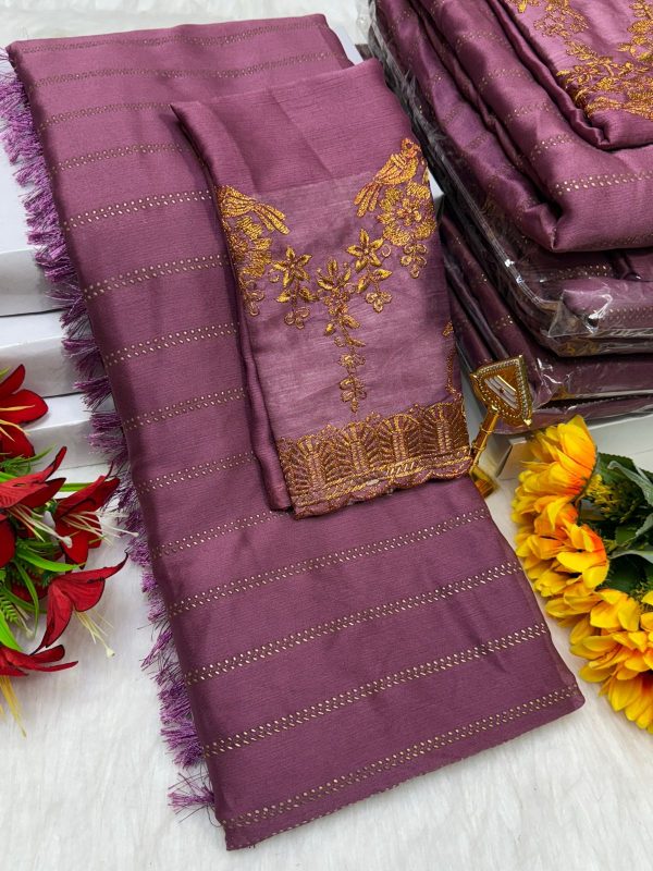 Premium Georgette Fancy Saree | Soft & Smooth Designer Saree with Embroidered Blouse-0017
