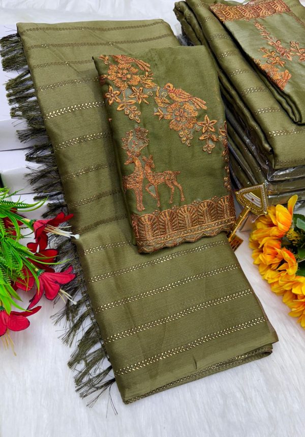 Premium Georgette Fancy Saree | Soft & Smooth Designer Saree with Embroidered Blouse-0016