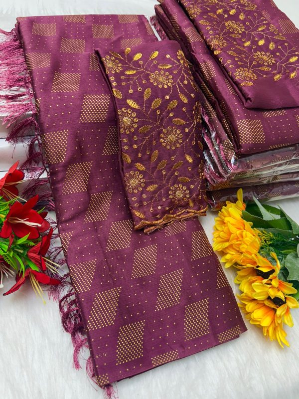 Premium Georgette Fancy Saree | Soft & Smooth Designer Saree with Embroidered Blouse-0022