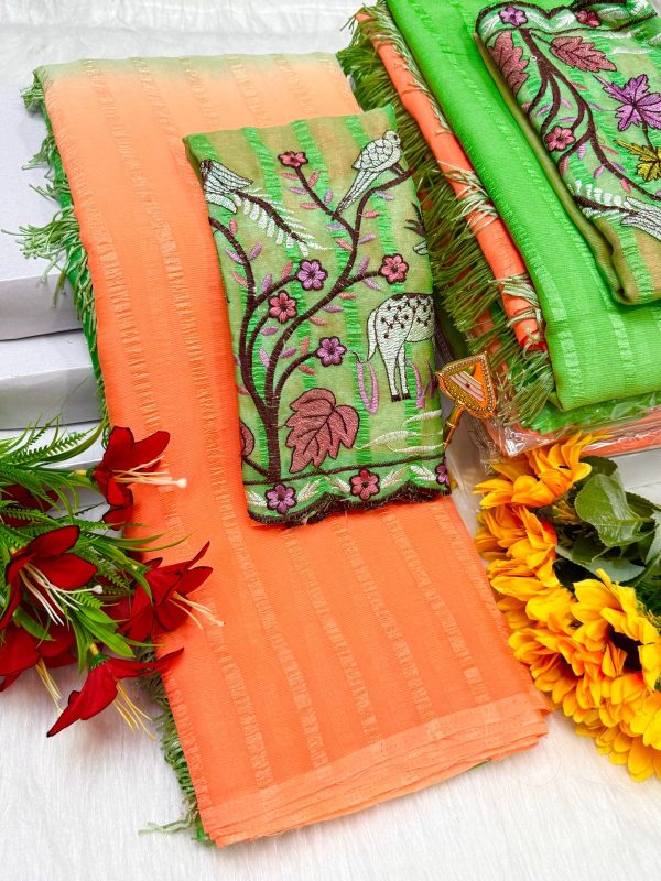 Premium Georgette Fancy Saree | Soft & Smooth Designer Saree with Embroidered Blouse-0021
