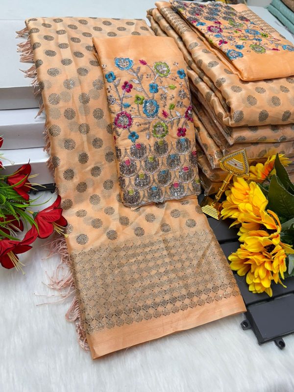 Premium Georgette Fancy Saree | Soft & Smooth Designer Saree with Embroidered Blouse-0015