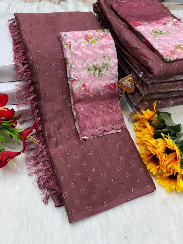 Premium Georgette Fancy Saree | Soft & Smooth Designer Saree with Embroidered Blouse-0029
