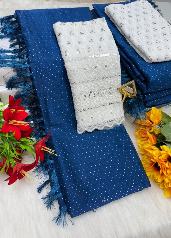 Premium Georgette Fancy Saree | Soft & Smooth Designer Saree with Embroidered Blouse-0030