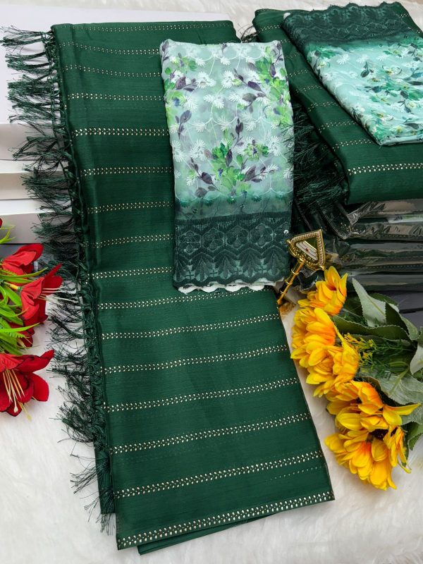 Premium Georgette Fancy Saree | Soft & Smooth Designer Saree with Embroidered Blouse-0031