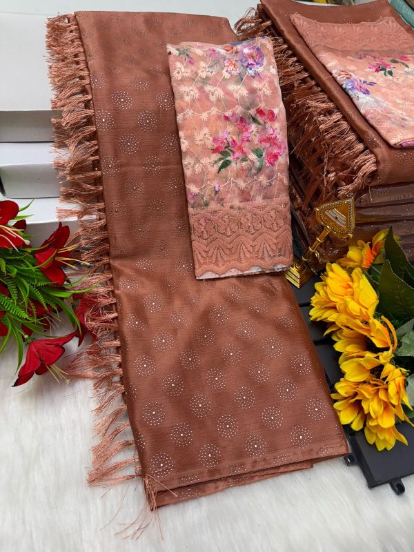 Premium Georgette Fancy Saree | Soft & Smooth Designer Saree with Embroidered Blouse-0032