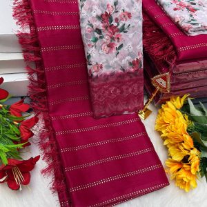 Premium Georgette Fancy Saree | Soft & Smooth Designer Saree with Embroidered Blouse-0033