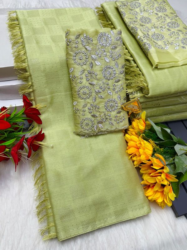 Premium Georgette Fancy Saree | Soft & Smooth Designer Saree with Embroidered Blouse-0034